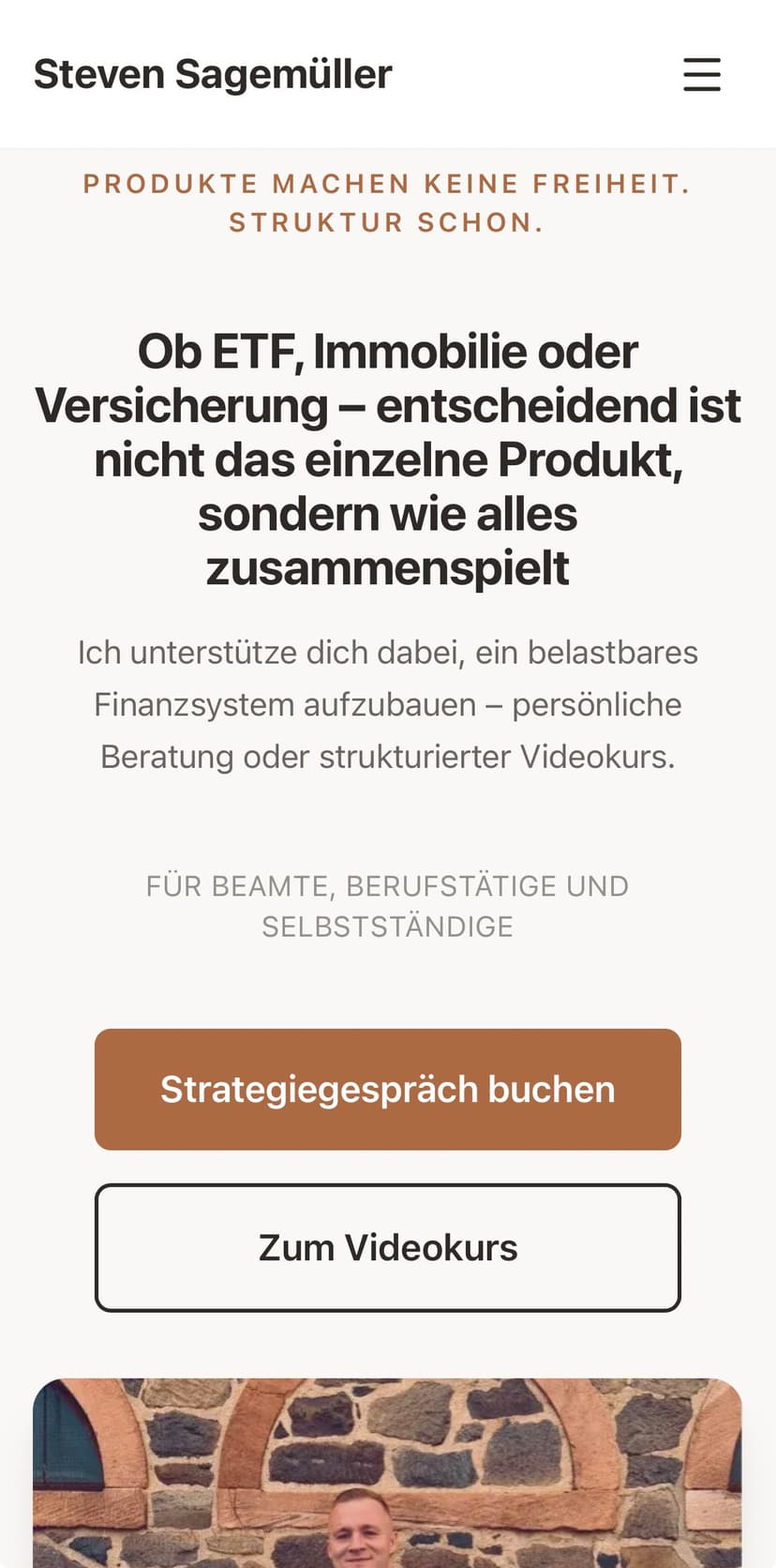 Screenshot der Website Sagemueller.com – Mobile